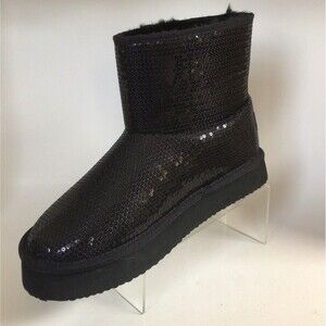 NEW JUICY COUTURE Oclock Sequin Sparkly Ankle Boots, Black (Size 8.5 M)